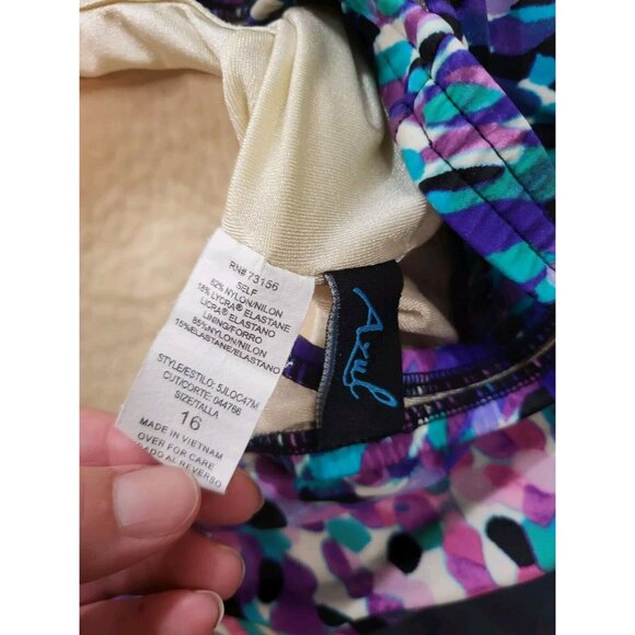 Maxine of Hollywood Women's One Piece Skirted‎ Swimsuit Dress Blue/gray Size 16 - Picture 3 of 5